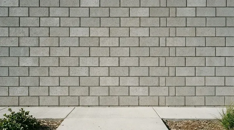 Finished cinder block wall in running bond pattern