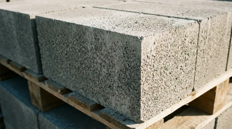 Rows of masonry blocks ready for delivery